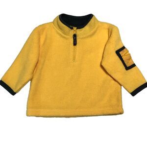 Vintage Old Navy 1/4 Zip Fleece Sweater Yellow Gray Pullover Cozy Y2K 00’